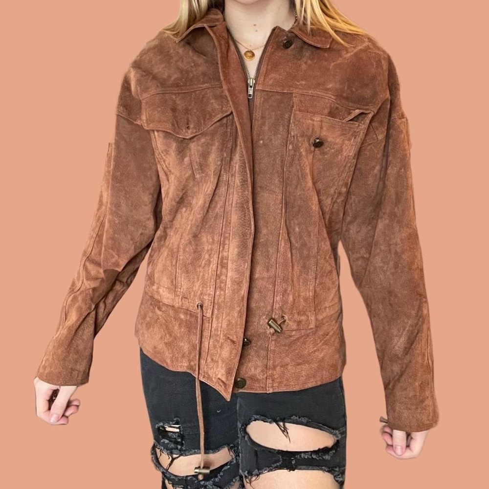 Womens Outbrook genuine brown leather jacket size medium